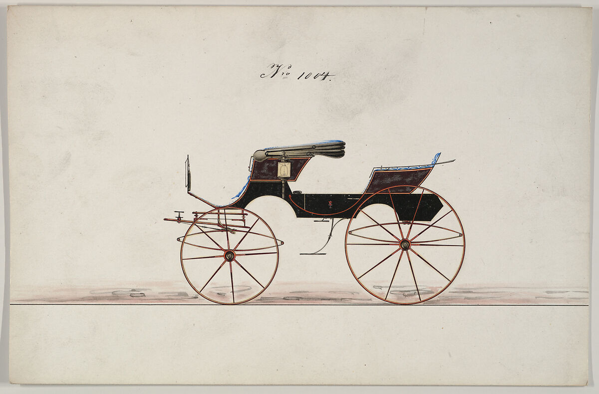 Design for Phaeton, no. 1004, Brewster &amp; Co. (American, New York), Pen and black ink, watercolor and gouache with gum arabic