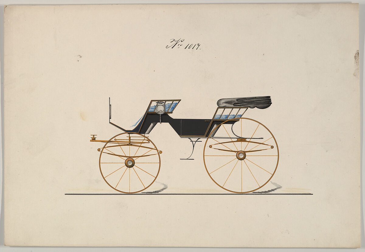 Design for Phaeton, no. 1017, Brewster &amp; Co. (American, New York), Pen and black ink, watercolor and gouache with gum arabic 