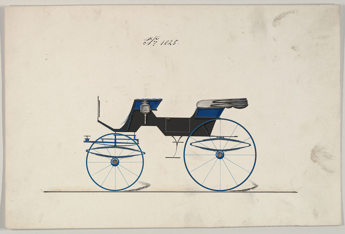 Design for Phaeton, no. 1025, Brewster &amp; Co. (American, New York), Pen and black in, watercolor and gouache with gum arabic 
