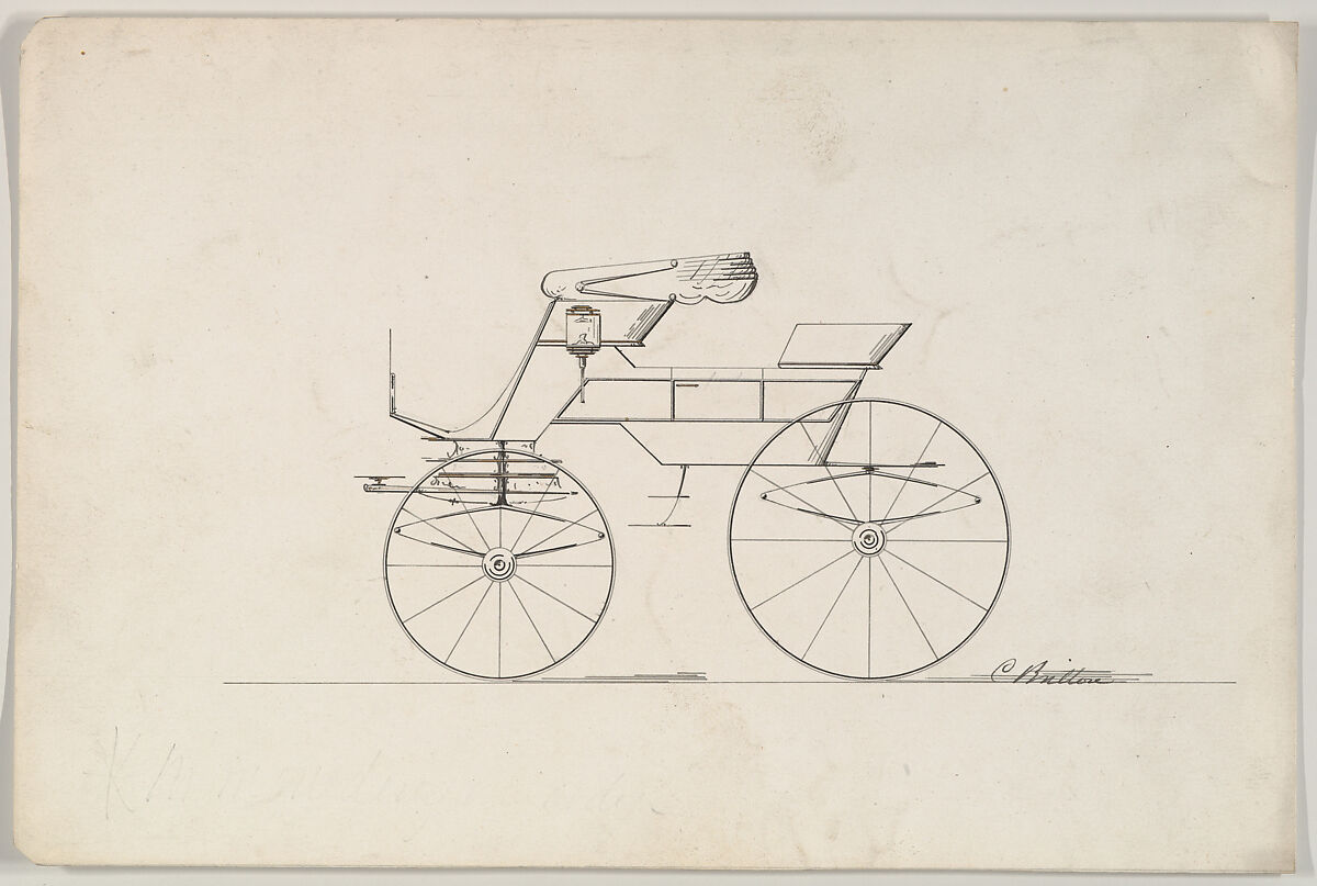 Design for Phaeton (unnumbered), Brewster &amp; Co. (American, New York), Pen and black ink 