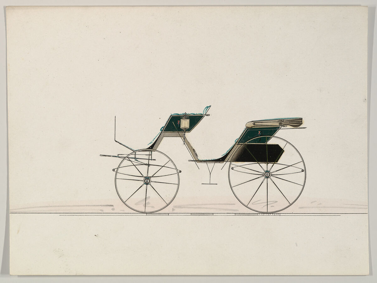 Design for Phaeton (unnumbered), Brewster &amp; Co. (American, New York), Watercolor and ink 
