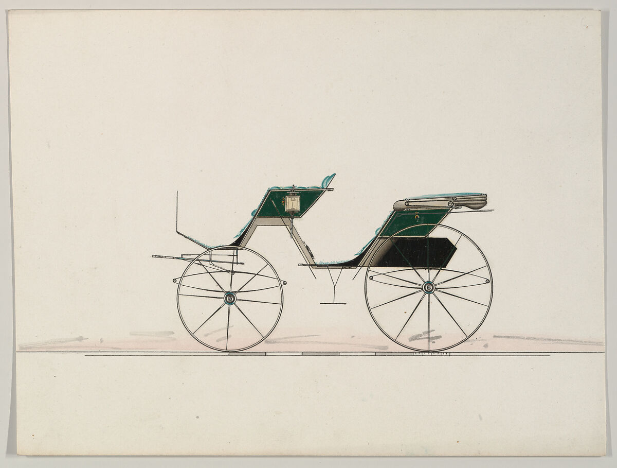 Design for Phaeton (unnumbered), Brewster &amp; Co. (American, New York), Watercolor and ink 