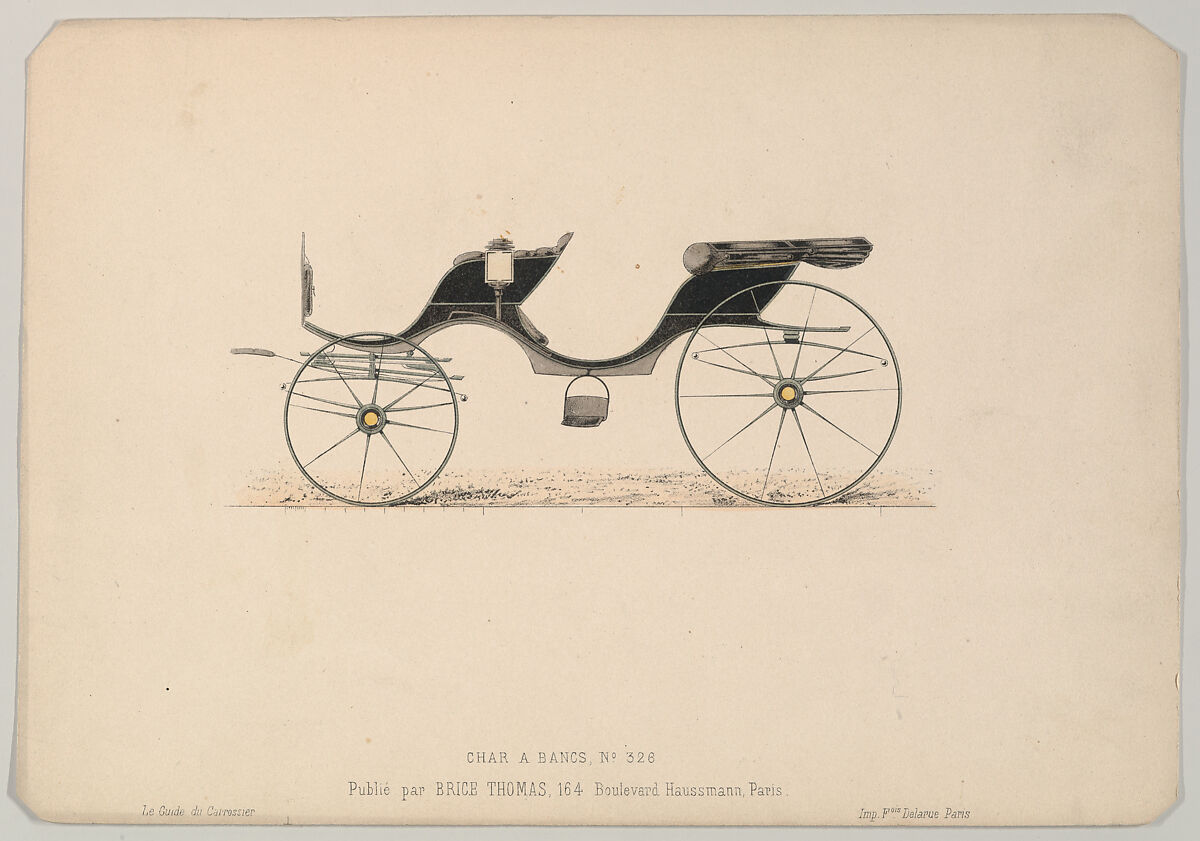 Design for Char a Banc, no. 326, from Le Guide du Carossier, Brice Thomas (French, active Paris, from 1830), Colored lithograph with hand coloring 