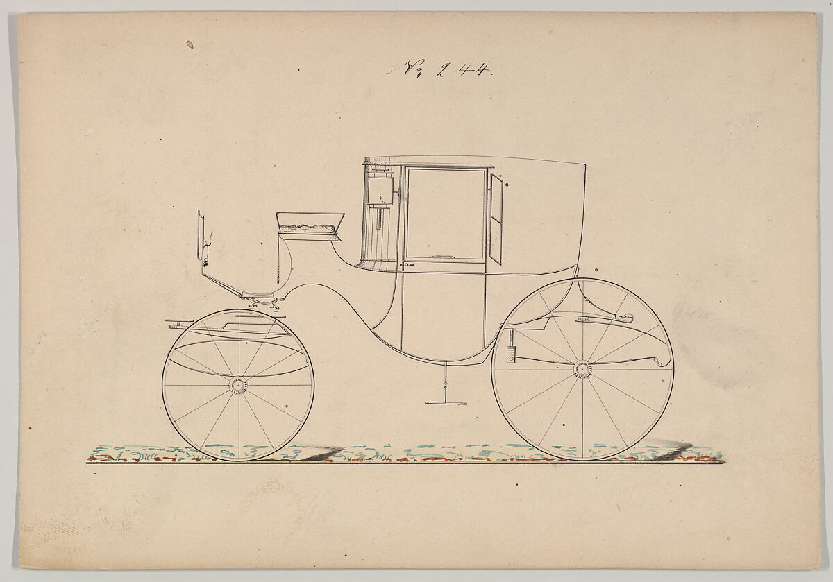 Design for Coupé, no. 244 ("Big Clarence on C springs"), Brewster &amp; Co. (American, New York), Watercolor, gouache and ink 