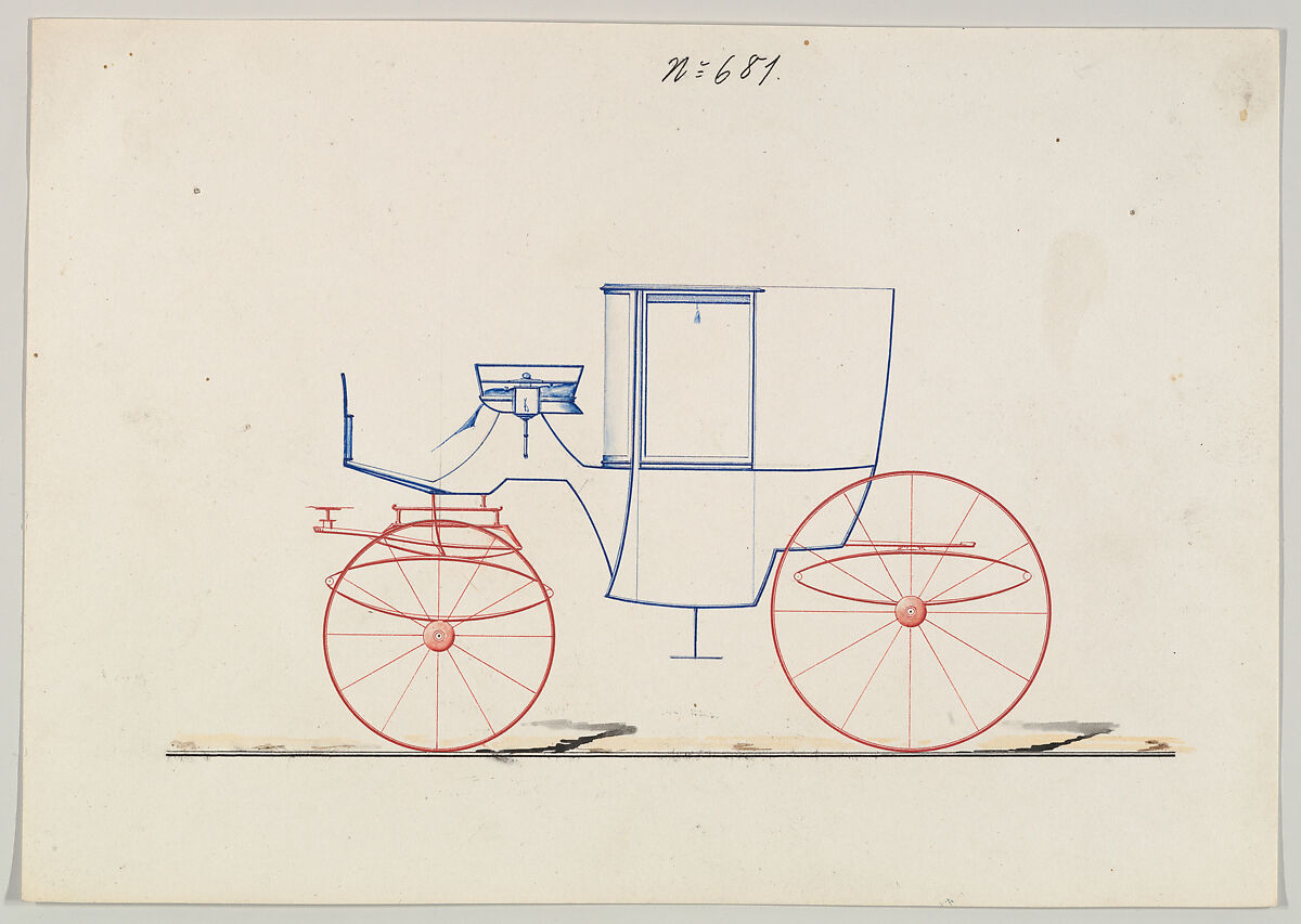 Design for Coupé, no. 681, Brewster &amp; Co. (American, New York), Watercolor and gouache 