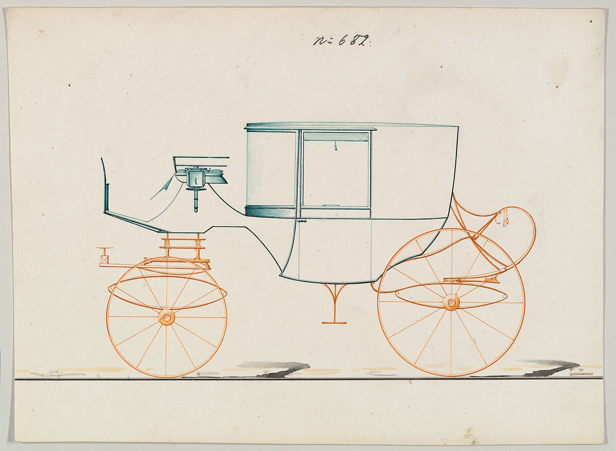 Design for Coupé, no. 682, Brewster &amp; Co. (American, New York), Watercolor and ink 