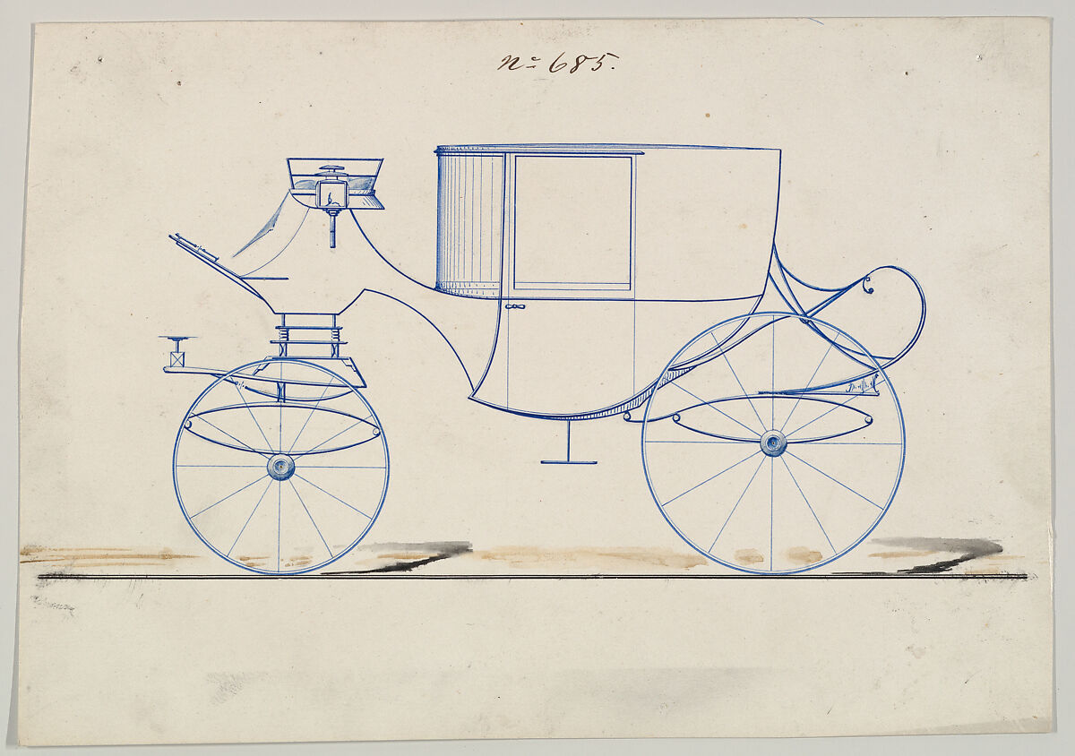 Design for Coupé, no. 685, Brewster &amp; Co. (American, New York), Watercolor and gouache 
