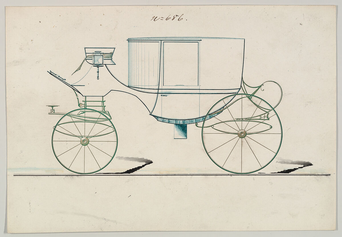 Design for Coupé, no. 686, Brewster &amp; Co. (American, New York), Watercolor and gouache 