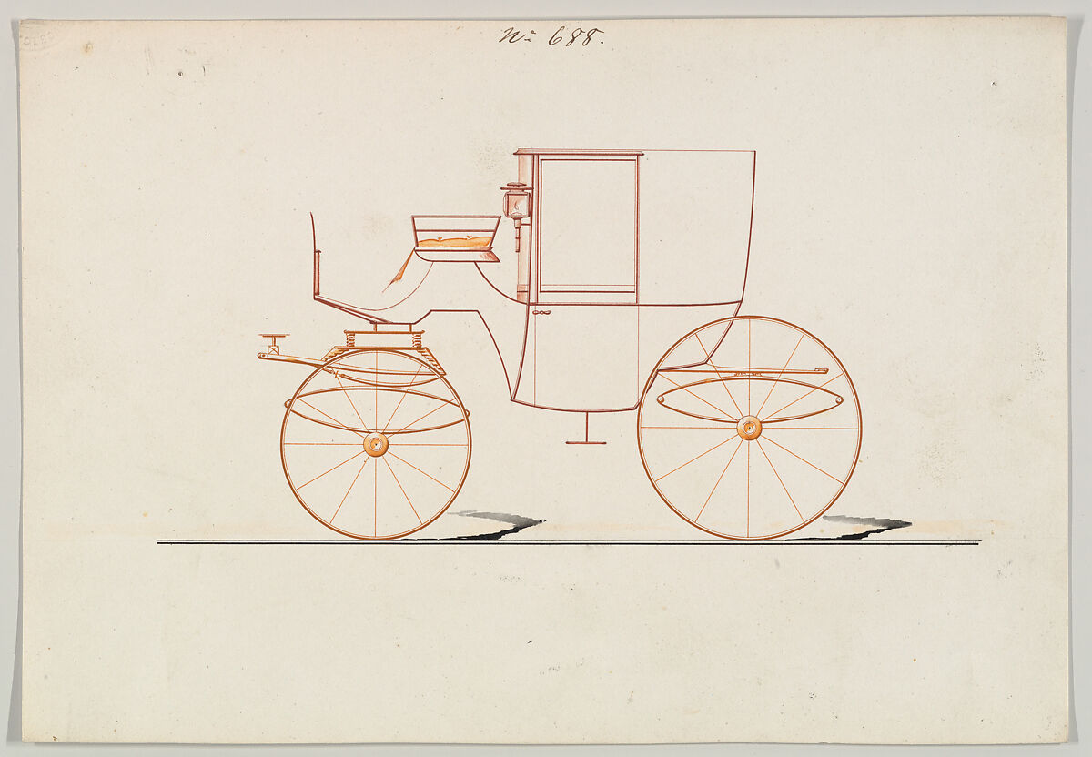 Design for Coupé, no. 688, Brewster &amp; Co. (American, New York), Watercolor and gouache 
