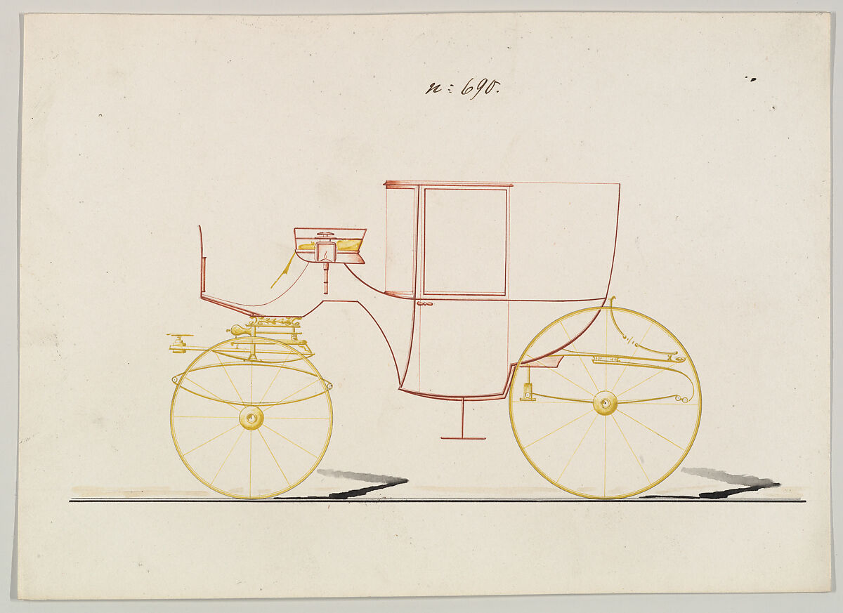 Design for Coupé, no. 690, Brewster &amp; Co. (American, New York), Watercolor and gouache 