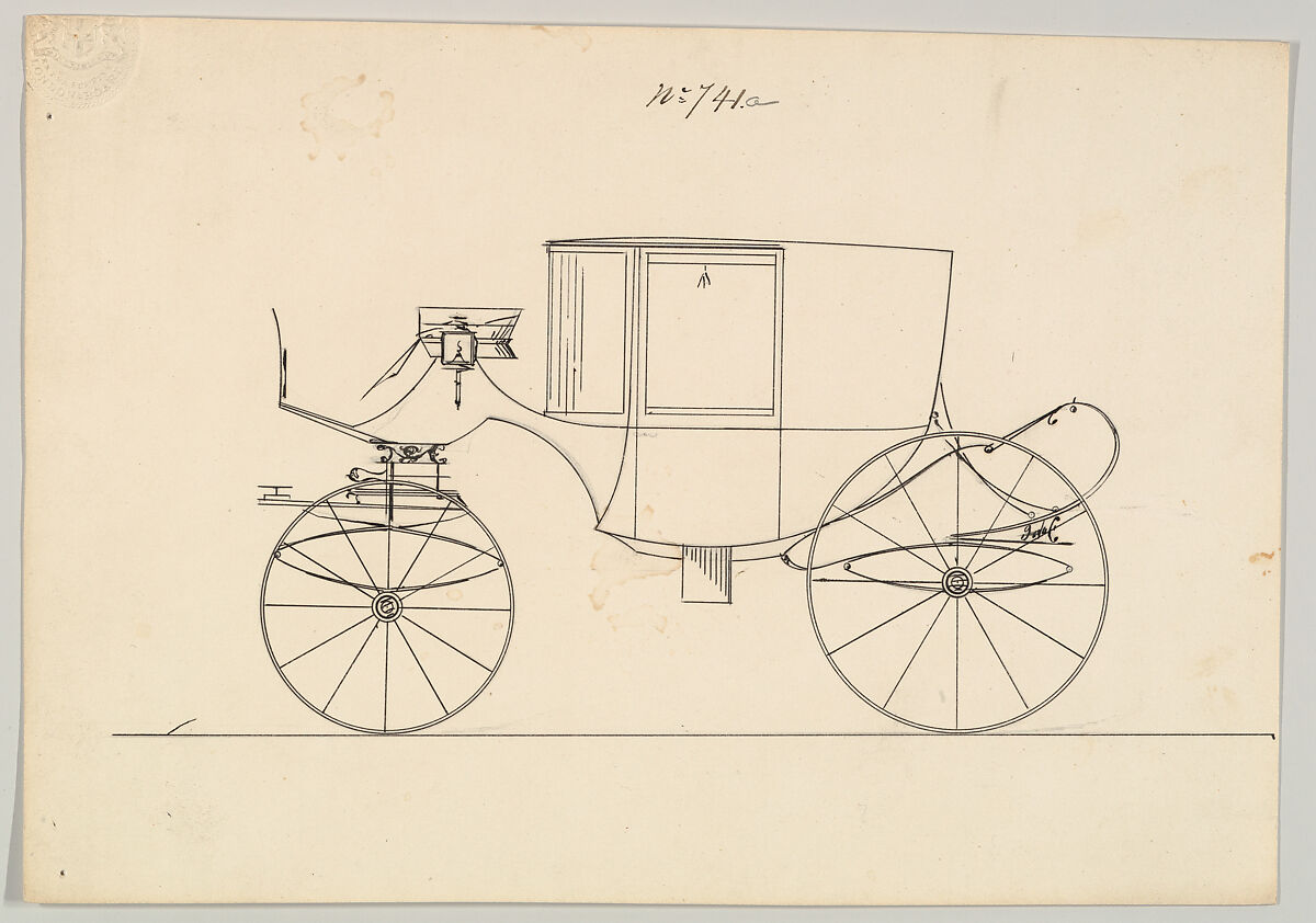 Design for Coupé, no. 741a, Brewster &amp; Co. (American, New York), Pen and black ink 