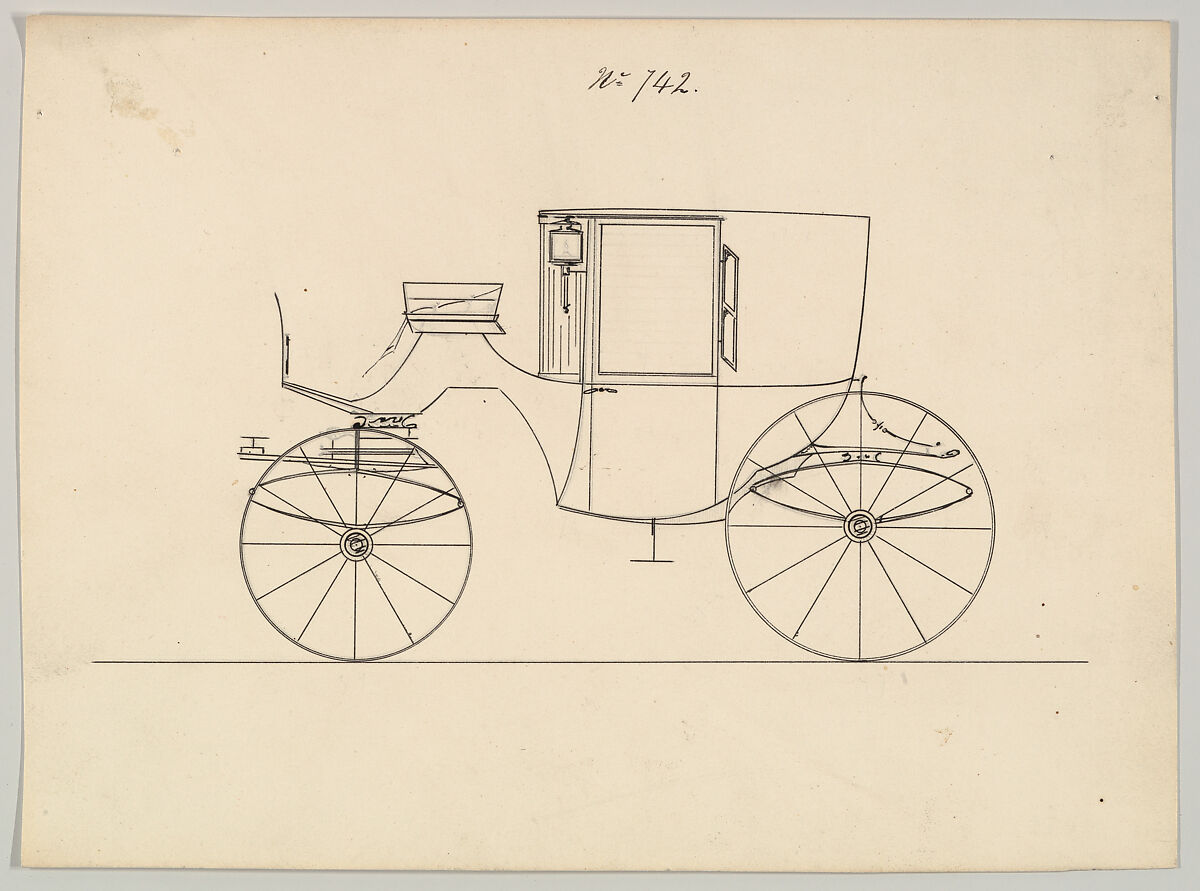 Design for Coupé, no. 742, Brewster &amp; Co. (American, New York), Pen and black ink 