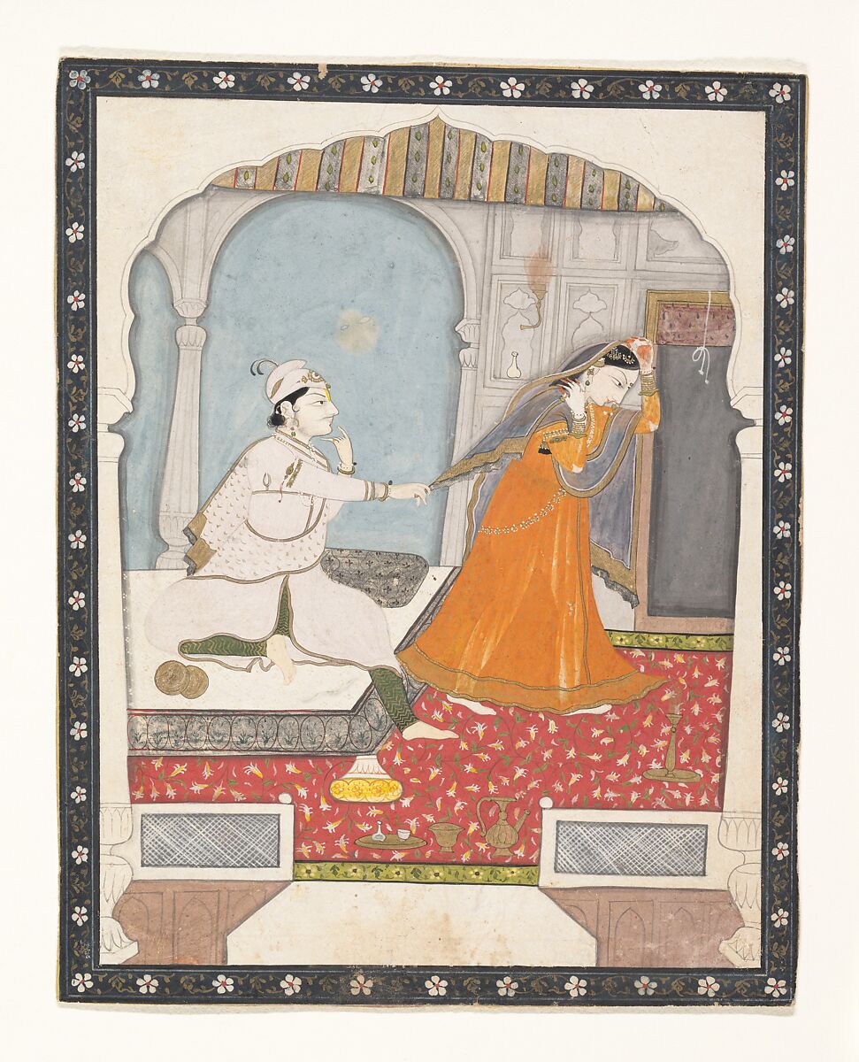The Timid Bride, Ink, opaque watercolor, and gilt on paper, India (Punjab Hills, Kangra) 
