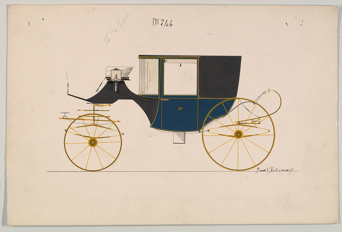 Design for Coupé, no. 744, Brewster &amp; Co. (American, New York), Watercolor and ink 