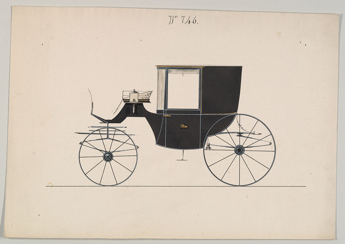 Design for Coupé, no. 746, Brewster &amp; Co. (American, New York), Pen and black ink, watercolor and gouache with gum arabic and metallic ink 