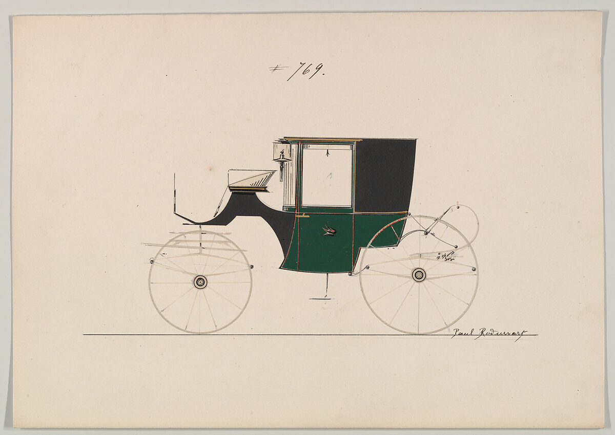 Design for Coupé, no. 769, Brewster &amp; Co. (American, New York), Pen and black ink, watercolor and gouache with gum arabic and metallic ink 