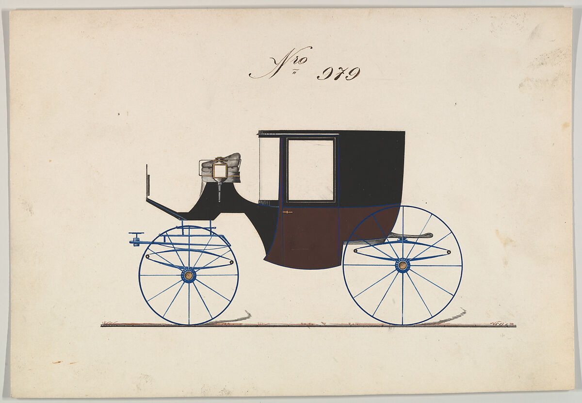 Design for Coupé, no. 979, Brewster &amp; Co. (American, New York), Pen and black ink, watercolor and gouache 