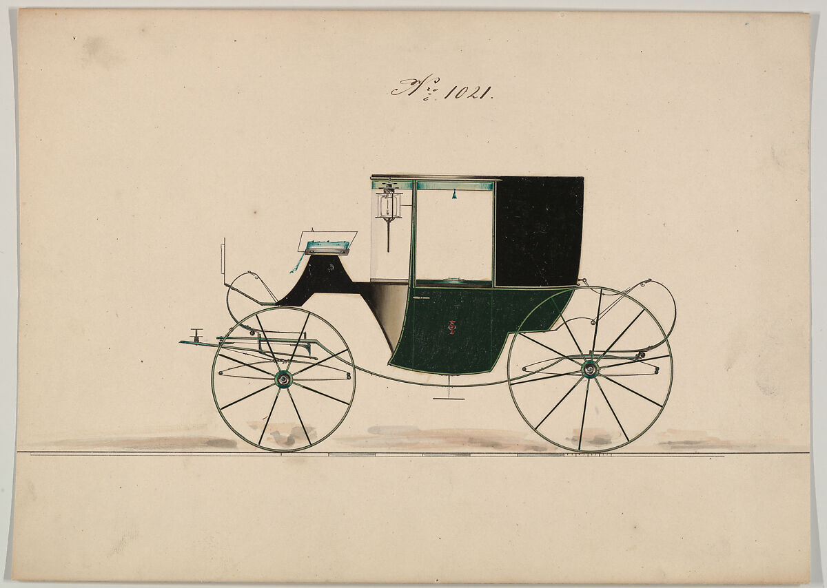 Design for Coupé, no. 1021, Brewster &amp; Co. (American, New York), Pen and black ink, watercolor and gouache with gum arabic 
