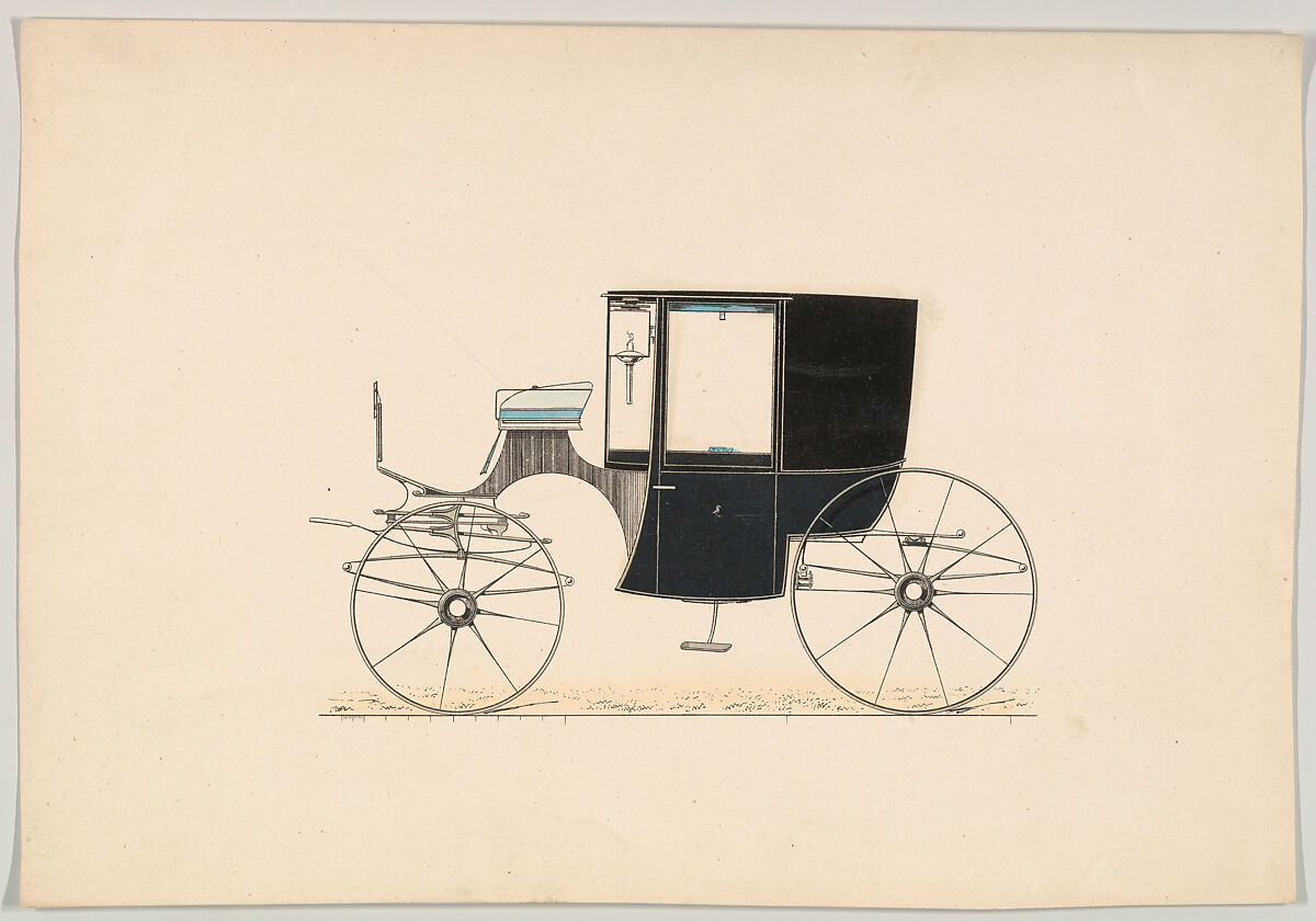 Design for Coupé (unnumbered), Brewster &amp; Co. (American, New York), Pen and black ink, watercolor and gouache, with gum arabic 