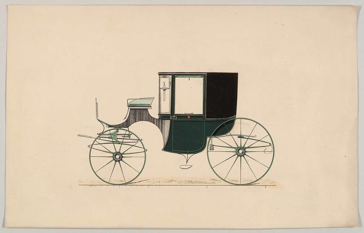 Design for Coupé (unnumbered), Brewster &amp; Co. (American, New York), Pen and black ink, watercolor and gouache with gum arabic 