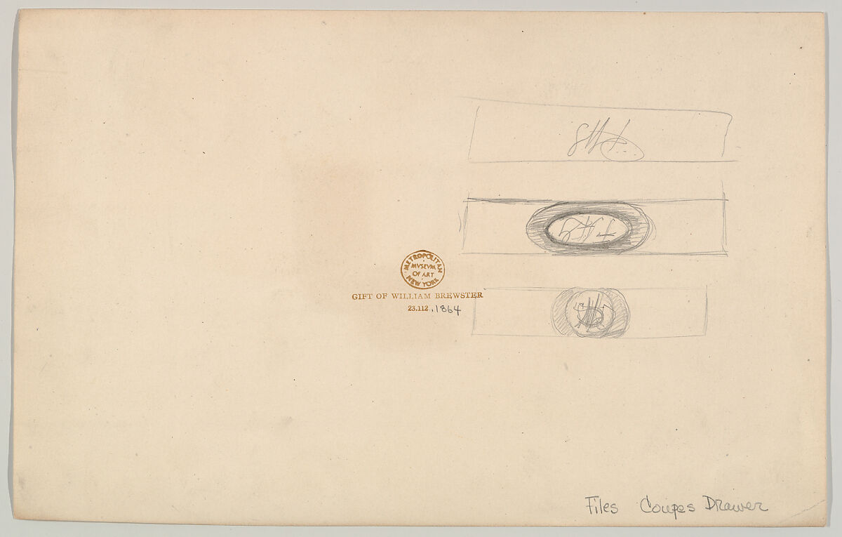 Design for Coupé (unnumbered), Brewster &amp; Co. (American, New York), Pen and black ink, watercolor and gouache with gum arabic