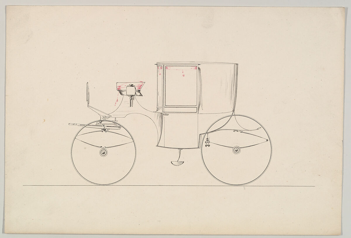 Design for Coupé (unnumbered), Brewster &amp; Co. (American, New York), Pen and black in, watercolor and gouache 
