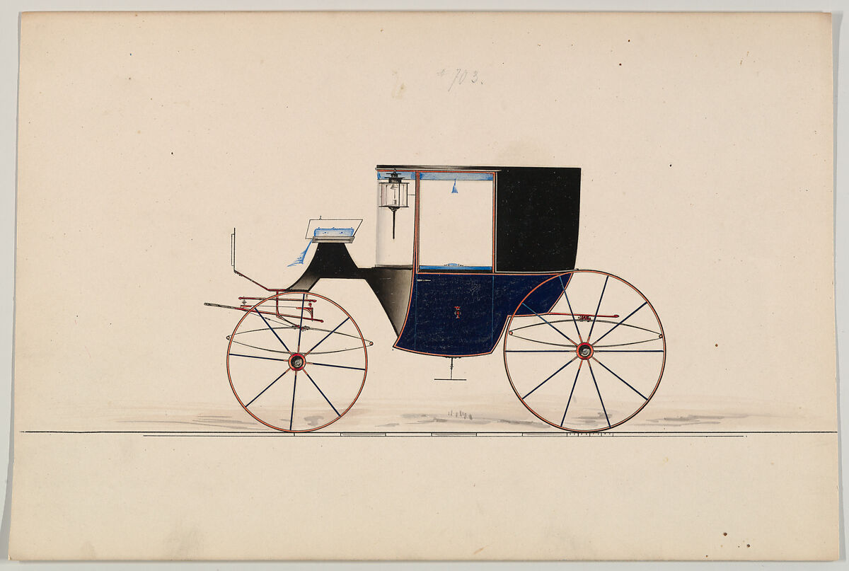Design for Coupé (unnumbered), Brewster &amp; Co. (American, New York), Pen and black in, watercolor and gouache, with gum arabic 