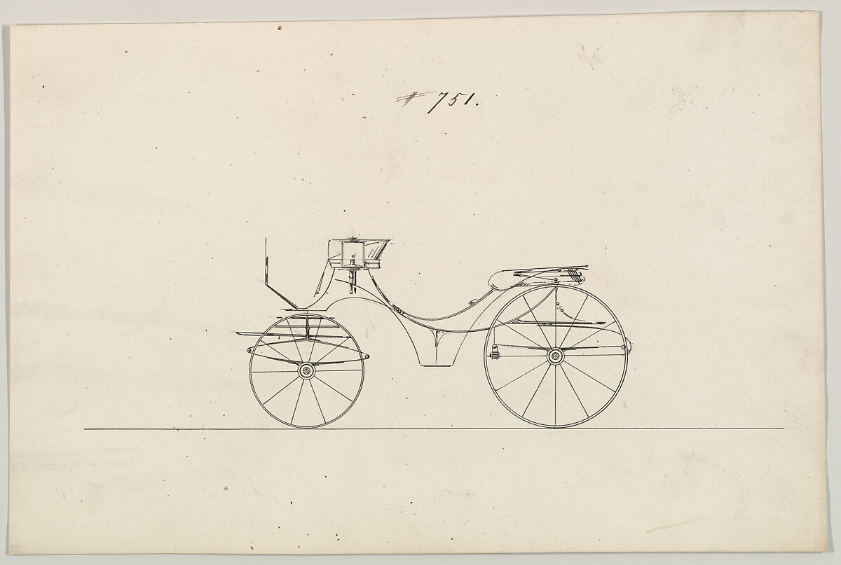 Cabriolet #751, Brewster &amp; Co. (American, New York), Pen and black ink, graphite on verso 