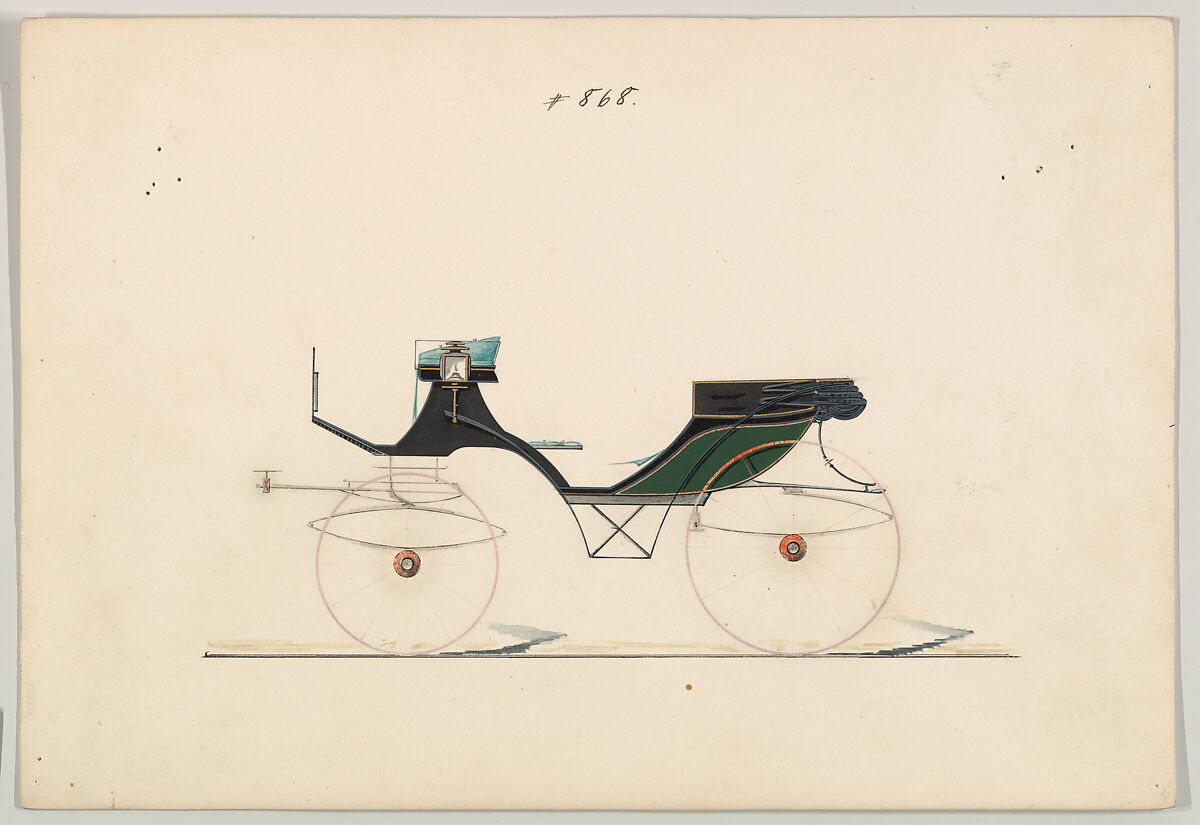 Cabriolet #868, Brewster &amp; Co. (American, New York), Pen and black ink, watercolor and gouache, gum arabic 
