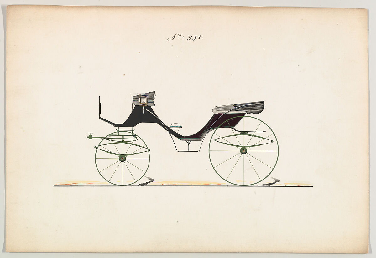Cabriolet #938, Brewster &amp; Co. (American, New York), Pen and black ink, watercolor and gouache and gum arabic 