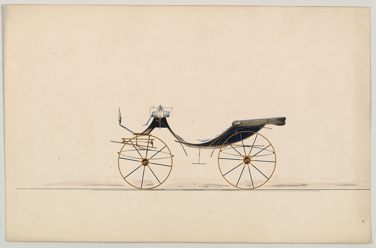 Cabriolet (unnumbered), Brewster &amp; Co. (American, New York), Pen and black ink, watercolor and gouache, with gum arabic 