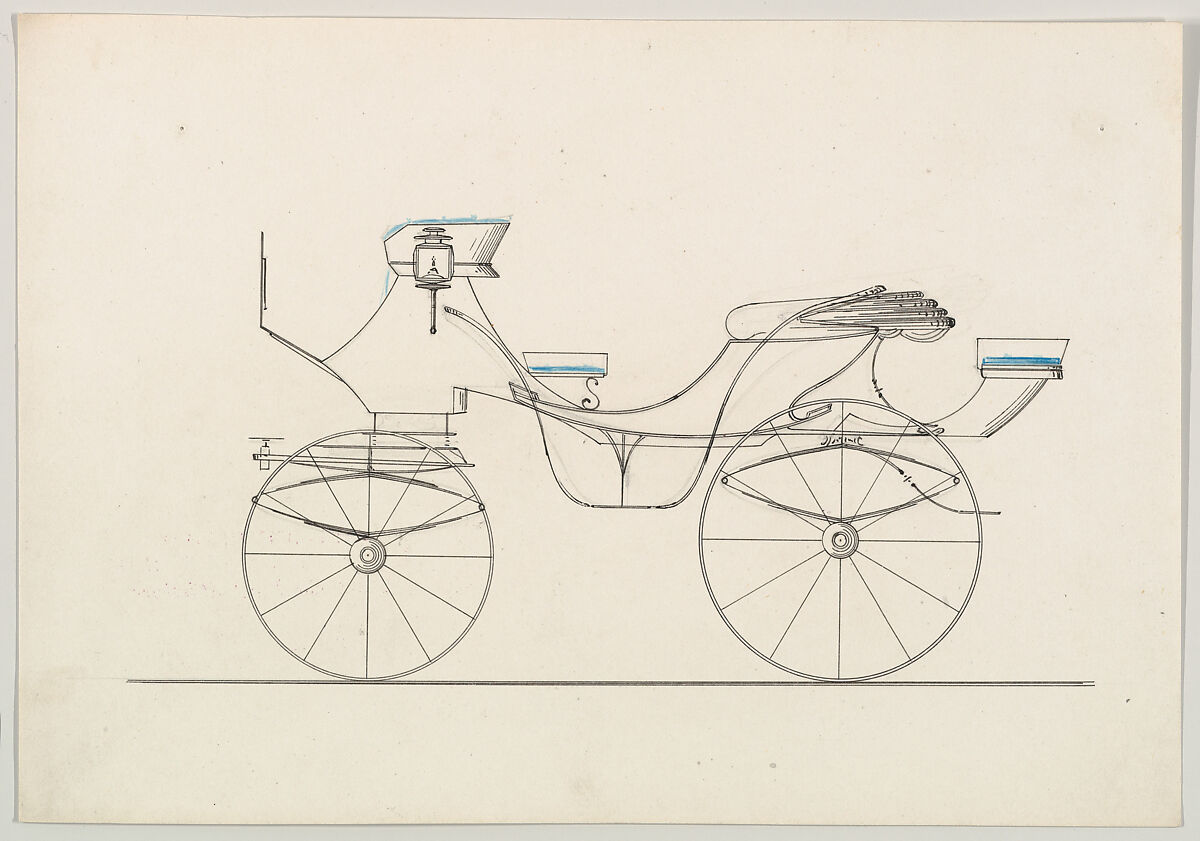 Cabriolet  (unnumbered), Brewster &amp; Co. (American, New York), Graphite, pen and black ink, watercolor and gouache 