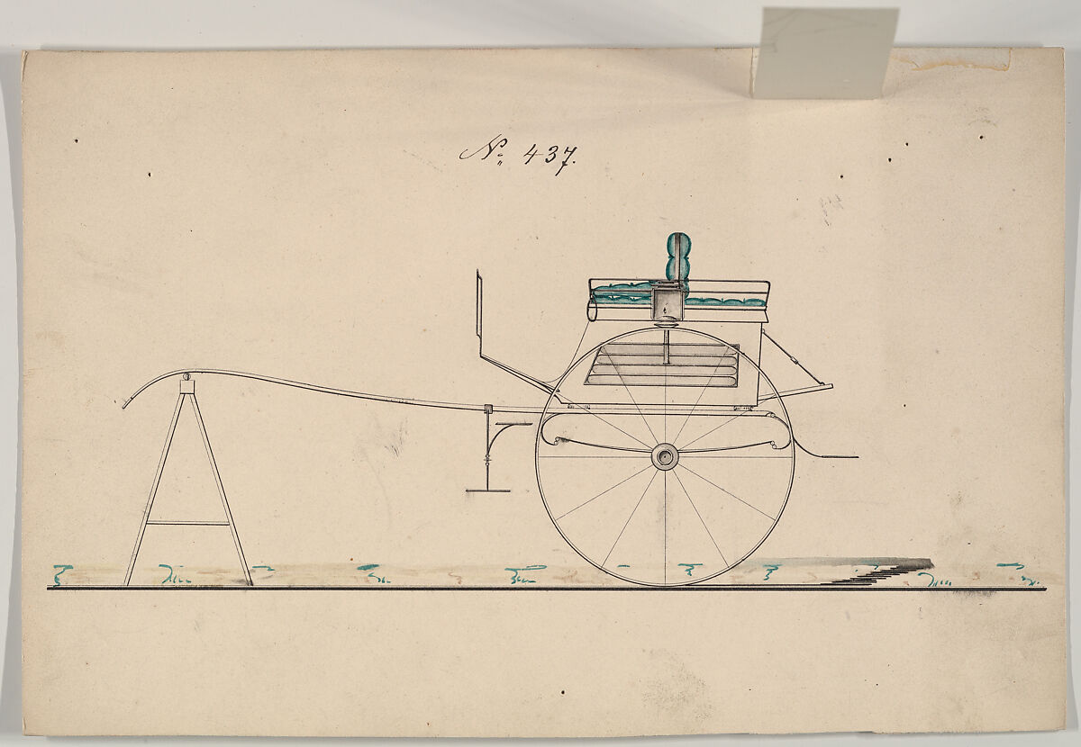 Dog Cart #437, Brewster &amp; Co. (American, New York), Graphie, pen and black ink, watercolor