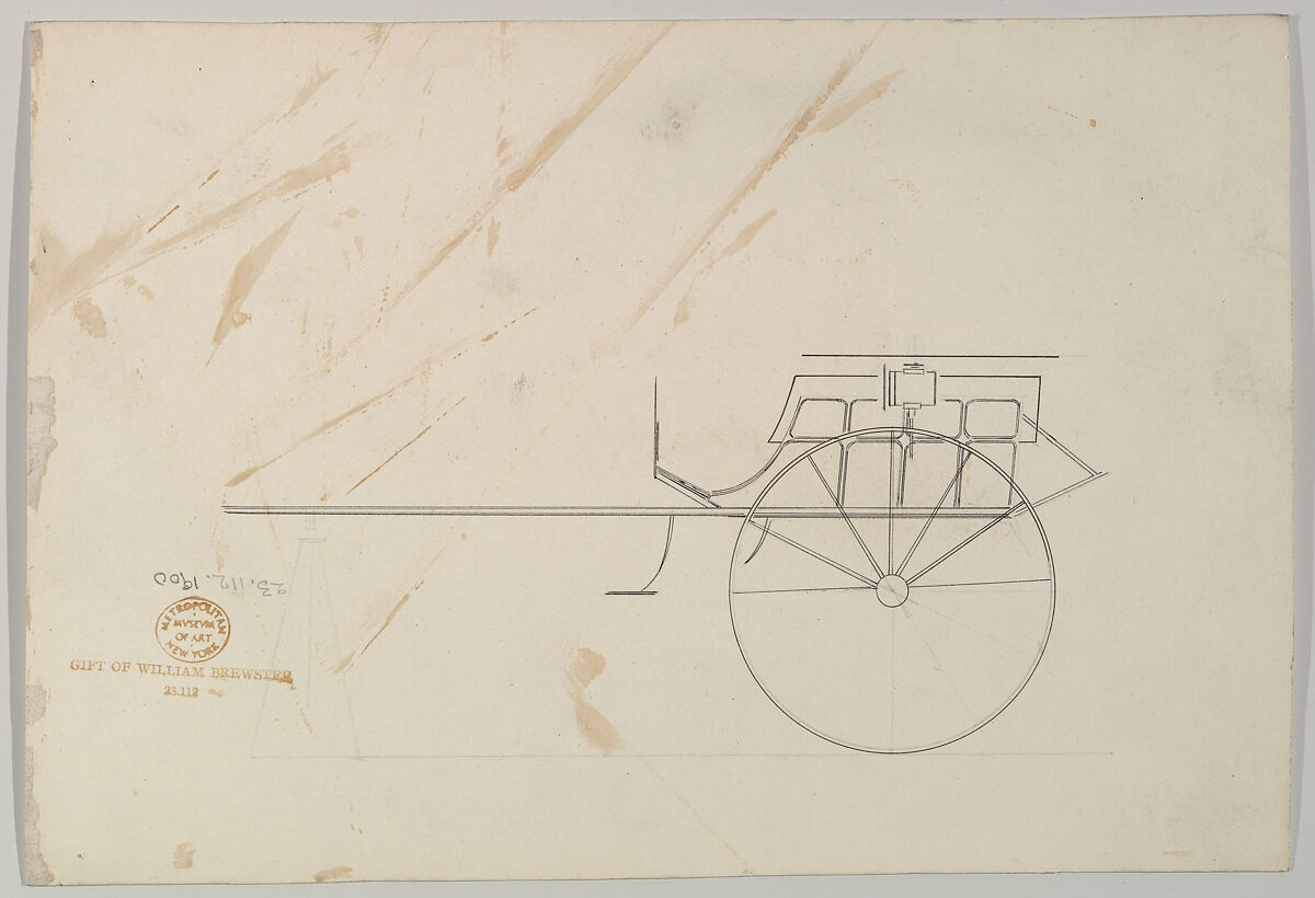 Dog Cart # 886, Brewster &amp; Co. (American, New York), Pen and black ink, watercolor and gouache with gum arabic