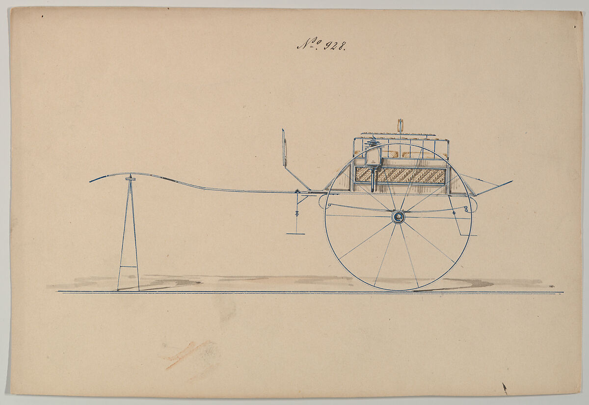 Design for Dos-a-Dos, no. 928, Brewster &amp; Co. (American, New York), Pen and black ink, watercolor and gouache 