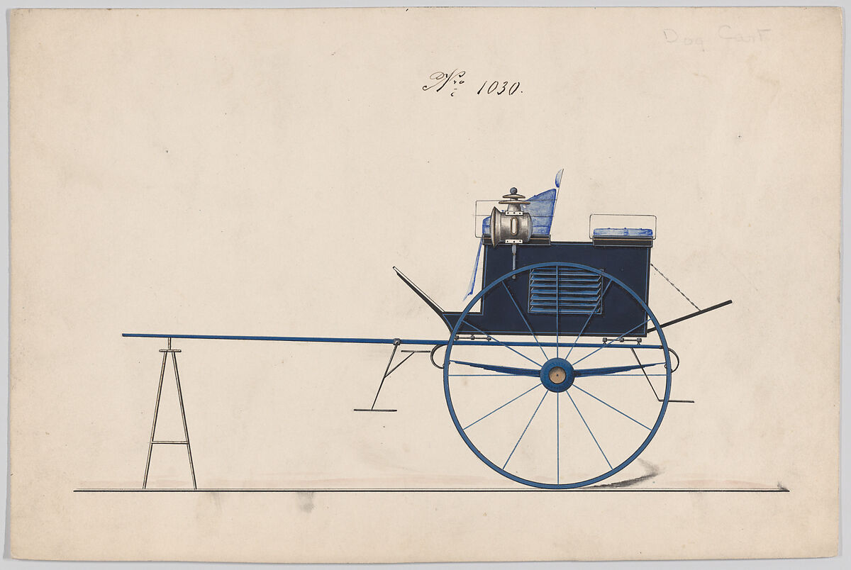 Design for 2 Wheeler, no. 1030, Brewster &amp; Co. (American, New York), Pen and black ink, watercolor and gouache 