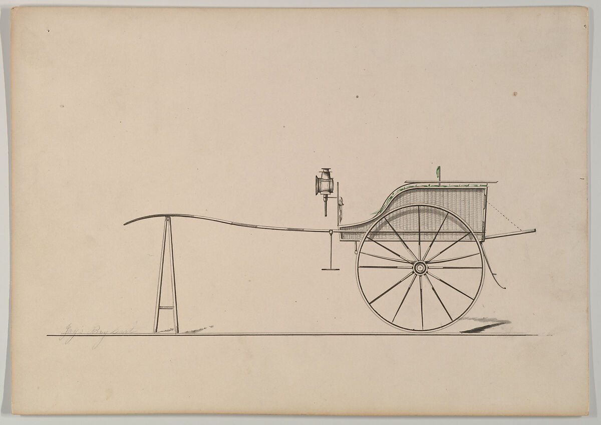 Design for Wicker Pony Cart (unnumbered), Brewster &amp; Co. (American, New York), Graphite, watercolor and gouache 