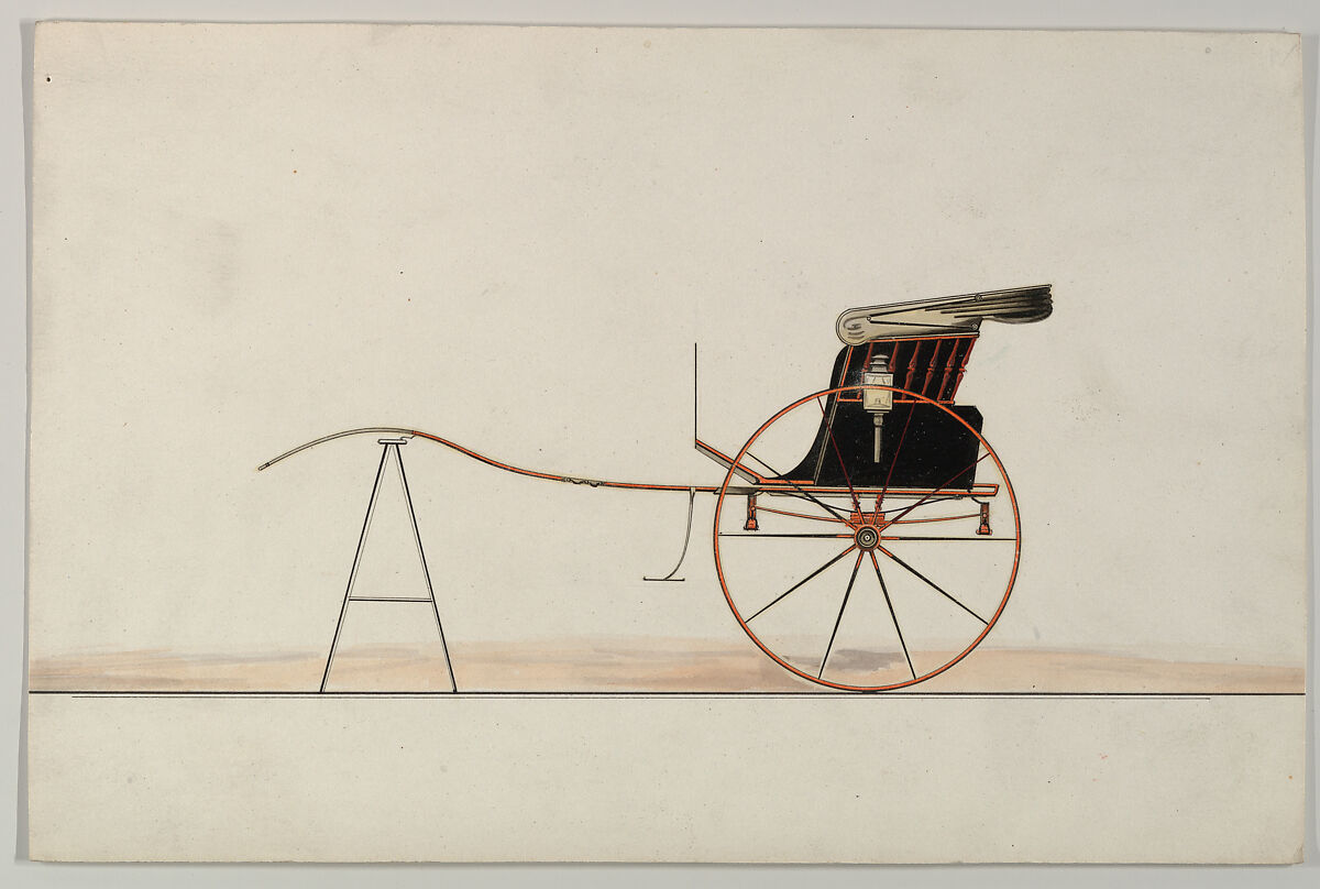 Stanhope Gig (unnumbered), Brewster &amp; Co. (American, New York), Pen and black ink, watercolor and gouache with gum arabic 