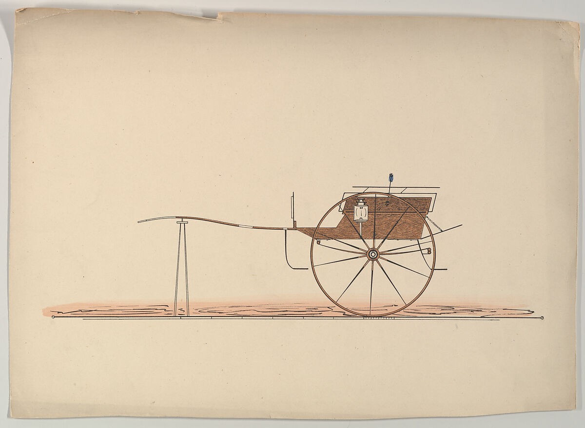 Design for Village Cart, Colored engraving from periodical 