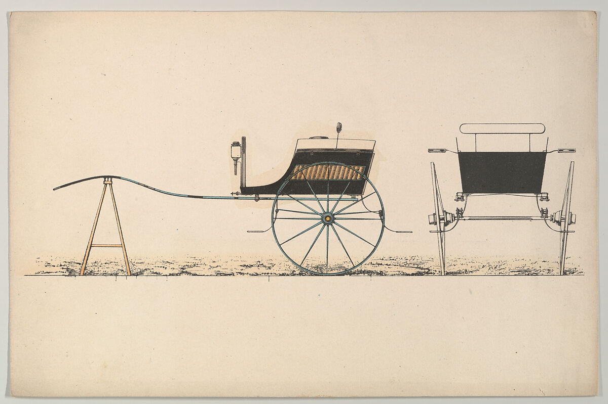 Design for Village Cart, Colored engraving 