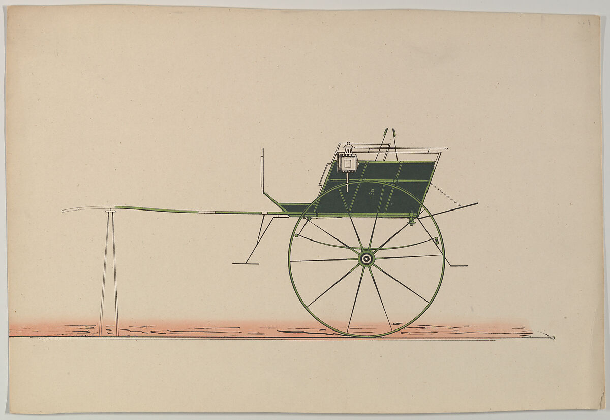 Design for Whitechapel Cart, Colored engraving from periodical 