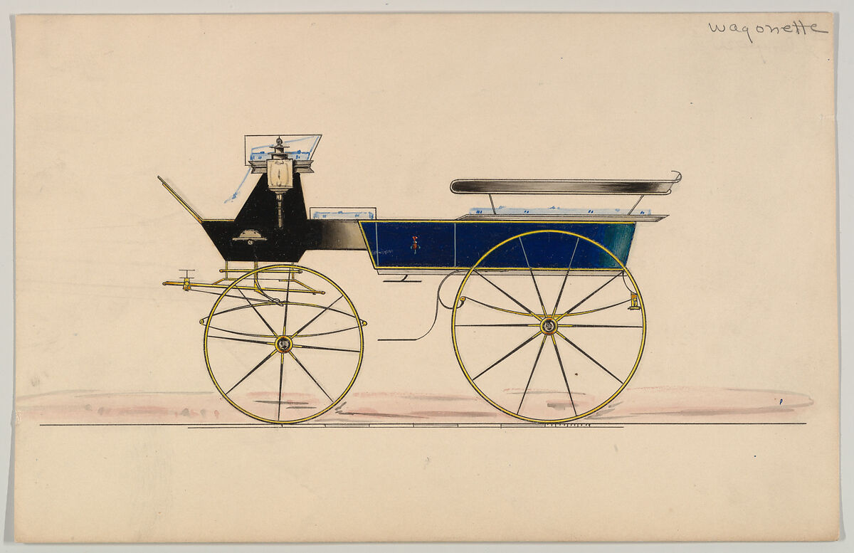 Wagonette (unnumbered), Brewster &amp; Co. (American, New York), Pen and black ink, watercolor and gouache with gum arabic 