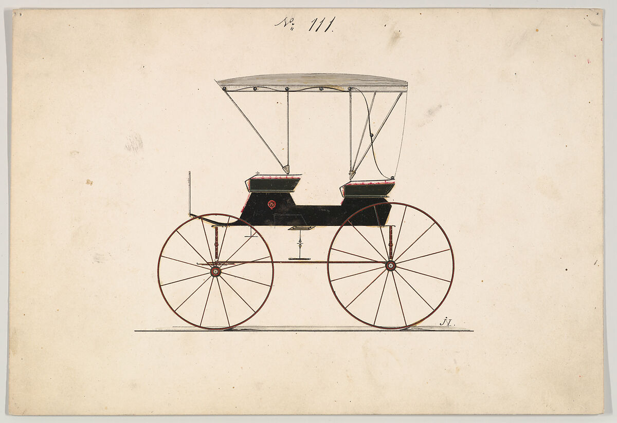 Extension Top Phaeton #111, Brewster &amp; Co. (American, New York), Pen and black ink, watercolor and gouache with gum arabic 
