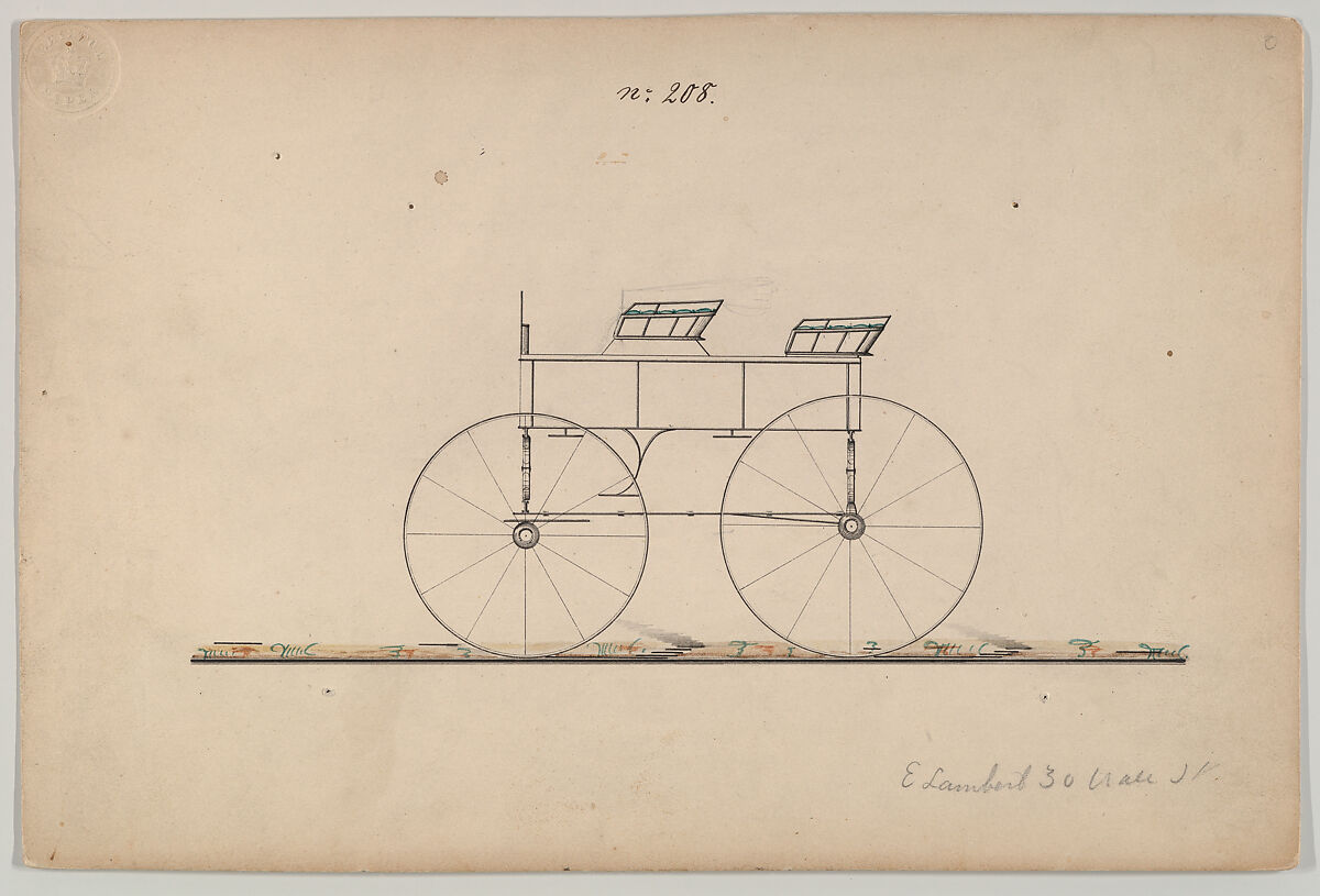 Wagon # 208, Brewster &amp; Co. (American, New York), Pen and black ink, watercolor and gouache 