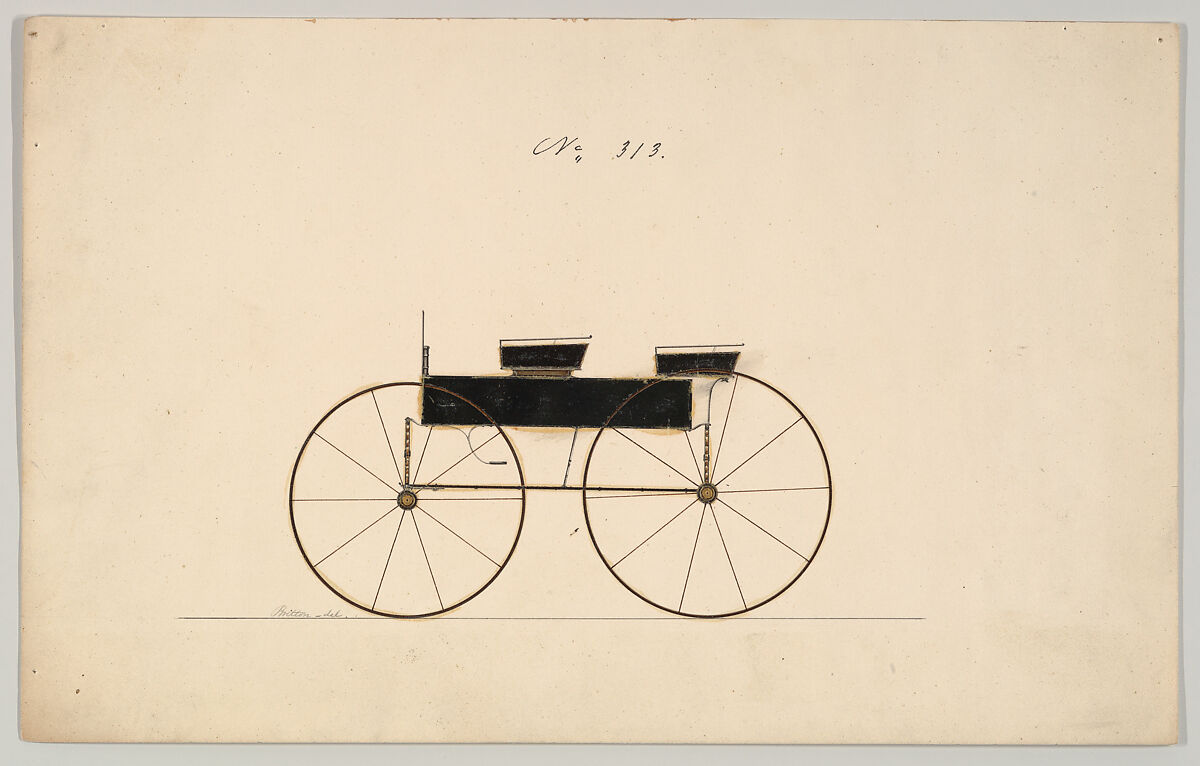 Wagon #313, Brewster &amp; Co. (American, New York), Pen and black ink, watercolor and guache, with gum arabic and metallic ink 