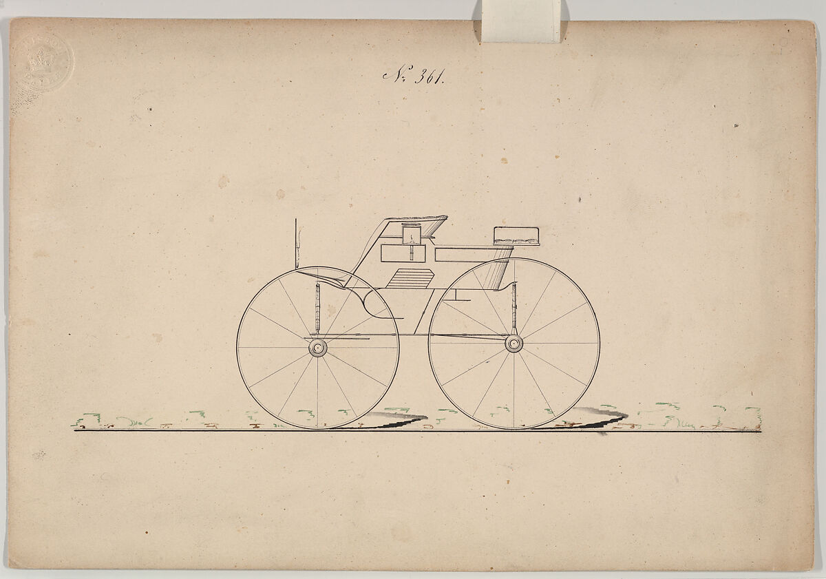 Dog Cart Phaeton #361, Brewster &amp; Co. (American, New York), pen and black ink, watercolor and gouache