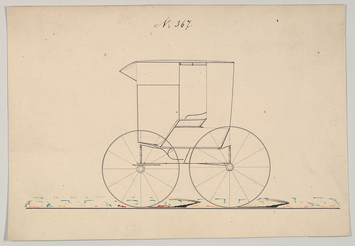 Philadelphia Wagon #367, Brewster &amp; Co. (American, New York), pen and black ink, watercolor 