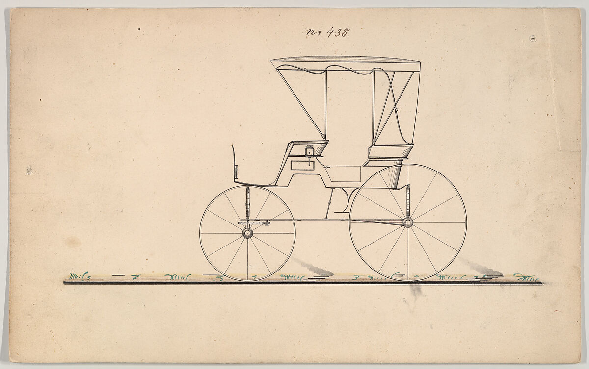 Extension Top Phaeton #438, Brewster &amp; Co. (American, New York), pen and black ink, watercolor and gouache 