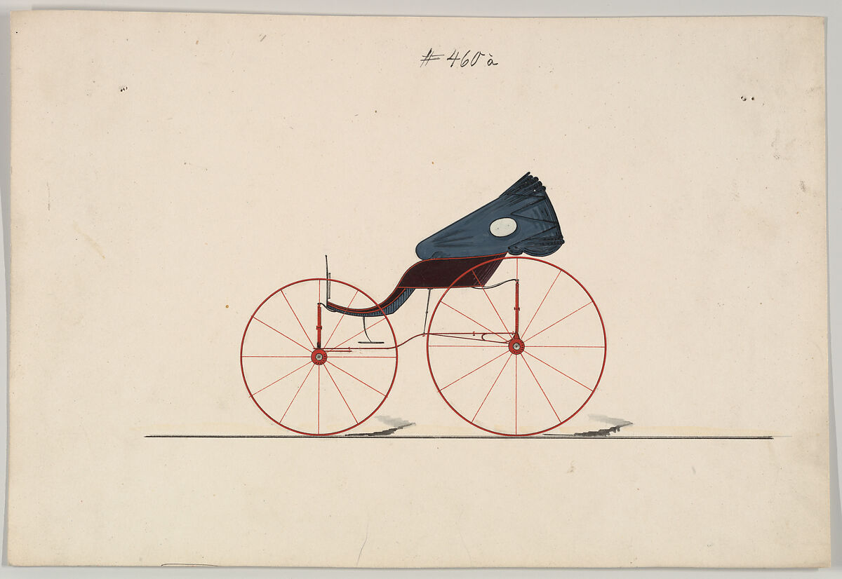 Design for Wagon, no. 460à, Brewster &amp; Co. (American, New York), pen and black ink, watercolor and gouache with gum arabic 
