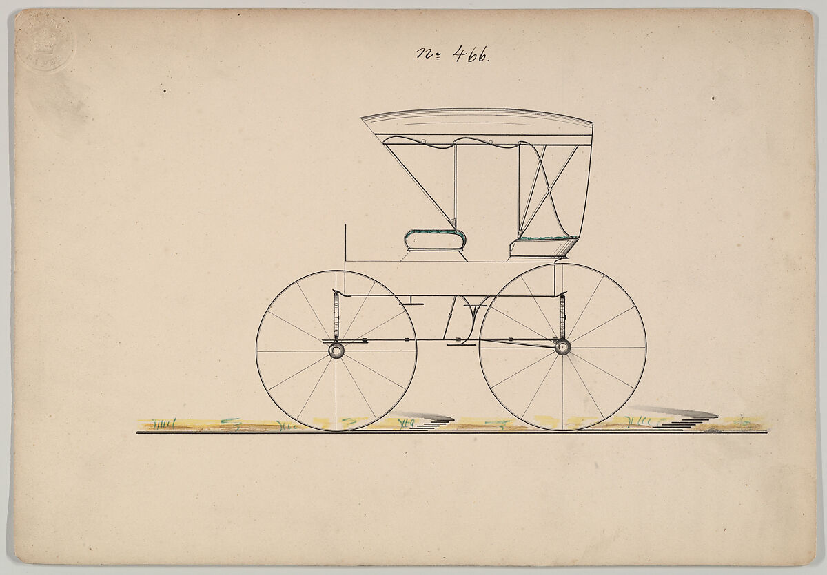 Extension Top Wagon #466, Brewster &amp; Co. (American, New York), Pen and black ink, watercolor and gouache 